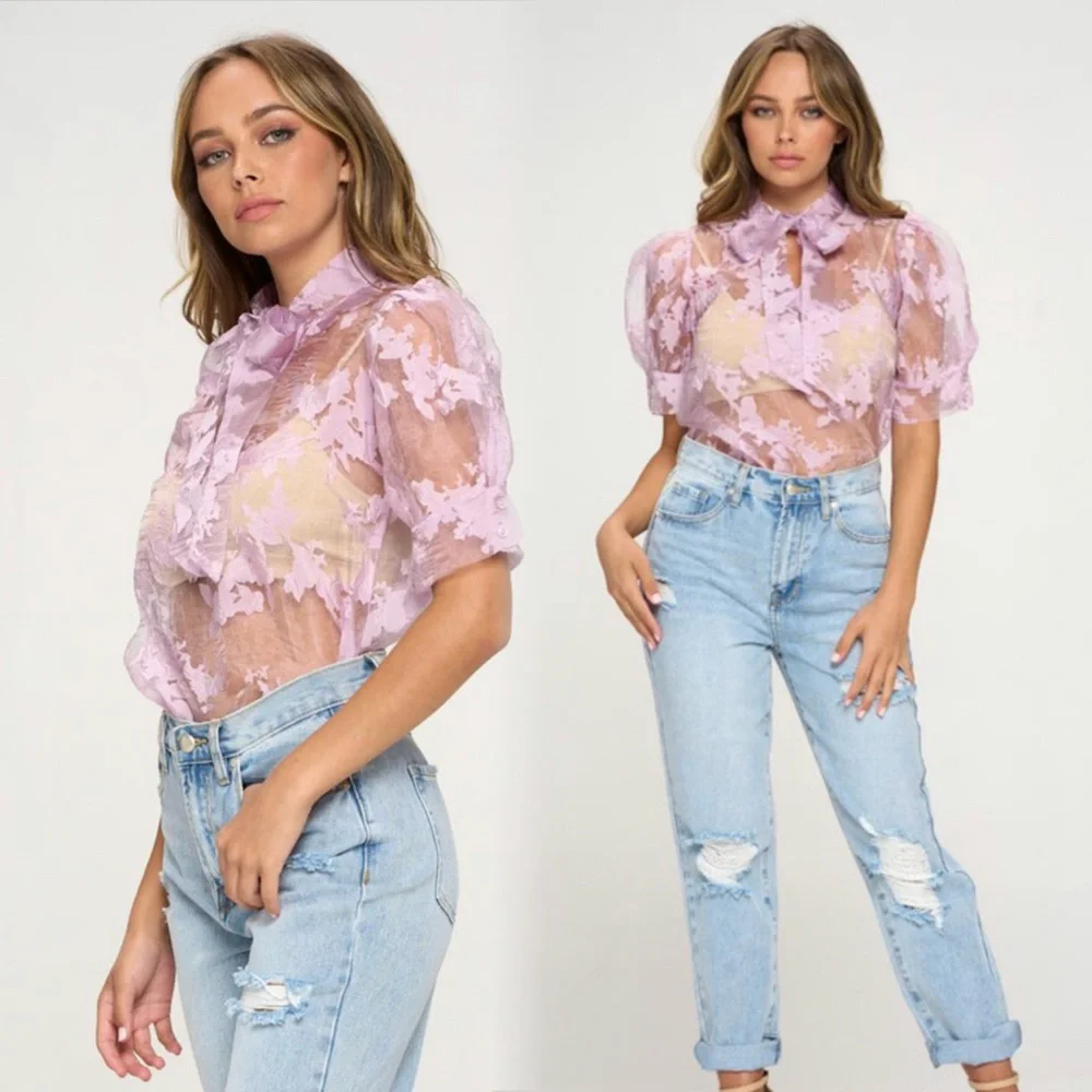 Gorgeous lilac organza sheer top
